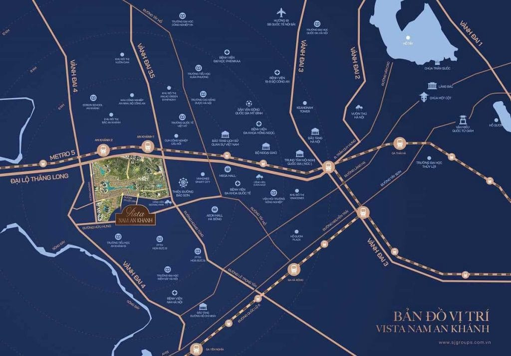 Vị trí đắc địa của Metropoli 5 ngay cổng khu đô thị Nam An Khánh